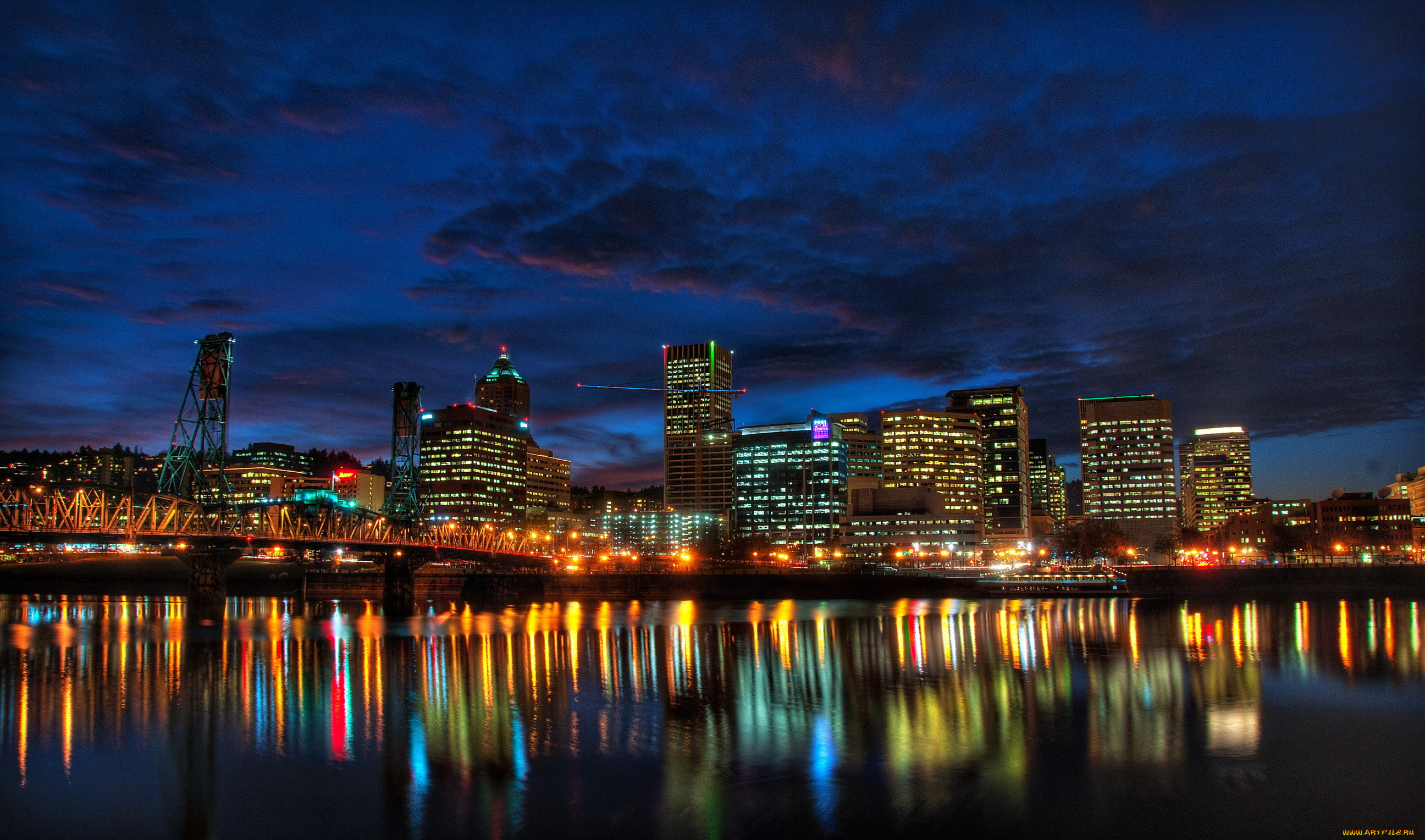 portland, oregon, us, , , , usa, city, houses, night, , , , , , 